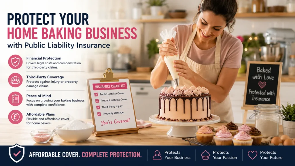 Home baker reviewing public liability insurance coverage and costs for a baking business